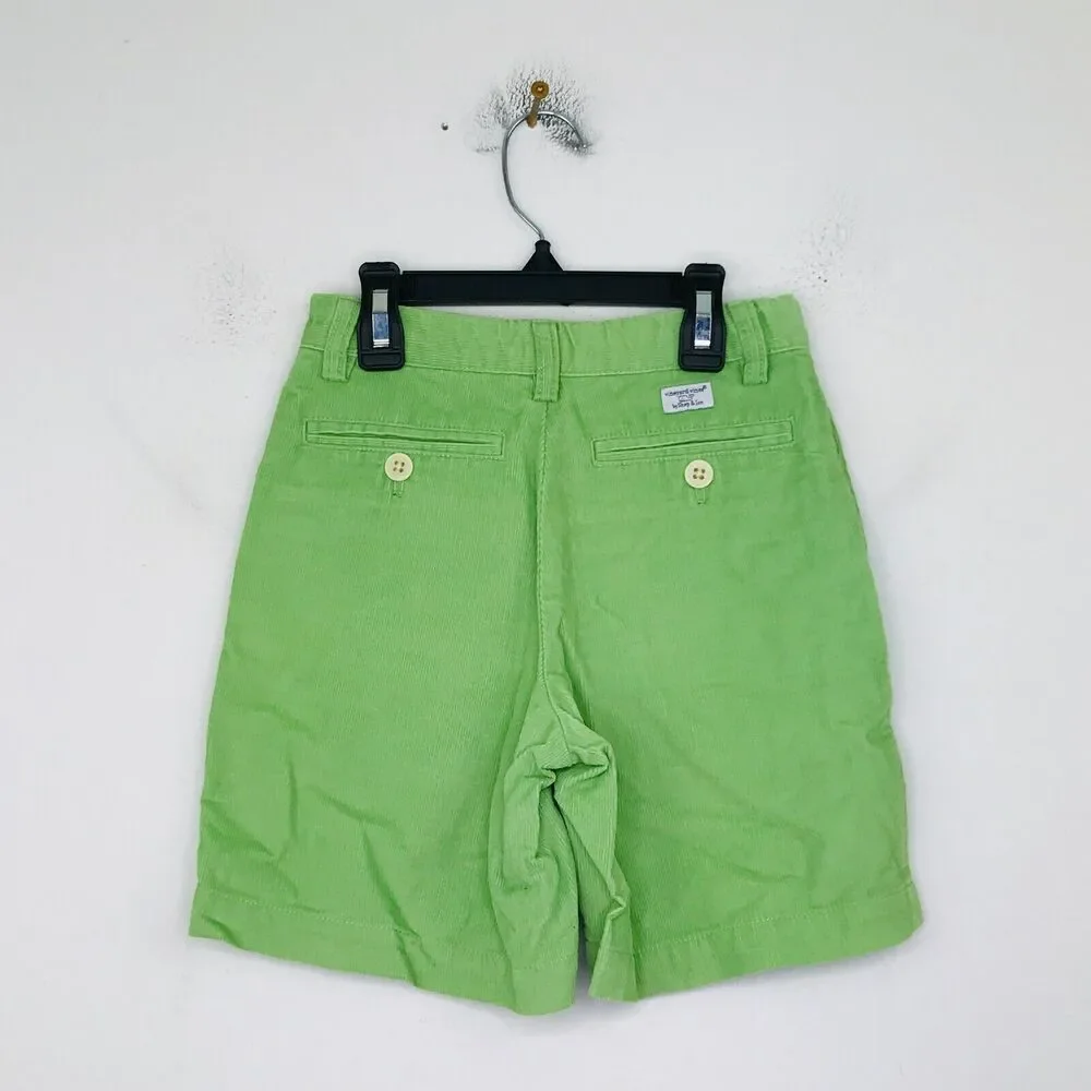 Vineyard Vines Shep & Ian Boy's 5 Shorts Green Solid Corduroy Bermuda BY27